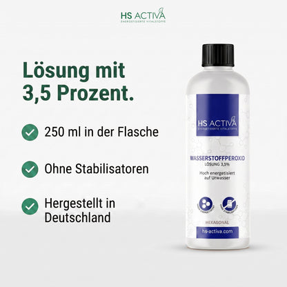 Wasserstoffperoxid 3,5 % von HS Activa - 250 ml Flasche, ohne Stabilisatoren, hergestellt in Deutschland