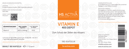 Vitamin E Kapseln kaufen - das HS Activa Label