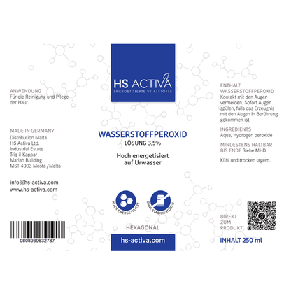 Wasserstoffperoxid ohne Stabilisator Label von HS Activa
