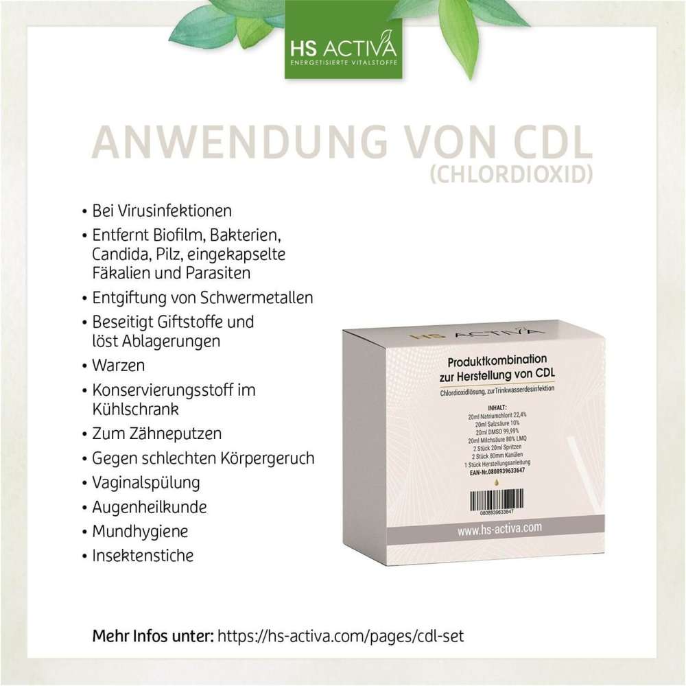 CDL/ CDS (Chlordioxid Lösung) I Zur eigenen Herstellung I Ideal zur Desinfektion & Entgiftung - HS Activa