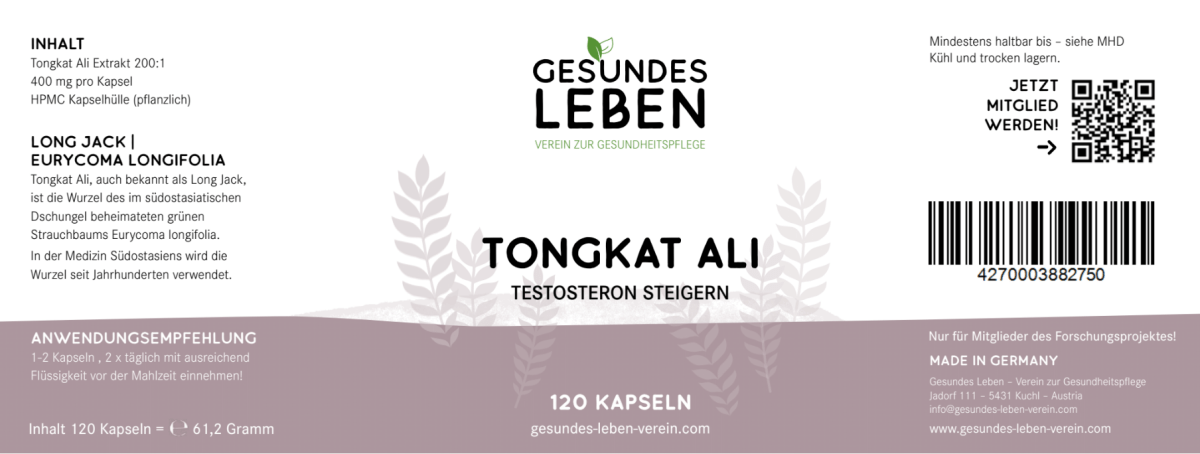 Gesundes Leben - Tongkat Ali - 120 Kapseln - HS Activa
