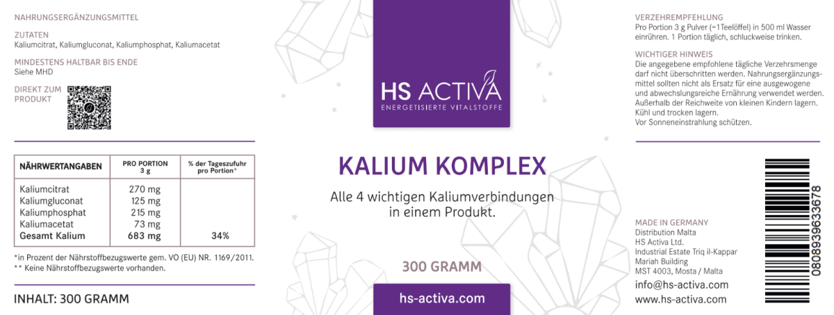 Kalium Komplex (300 Gramm) - HS Activa