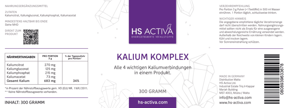 Kalium Komplex (300 Gramm) - HS Activa