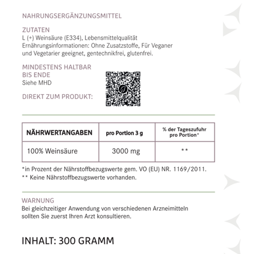 Weinsäure | Nierenstein A.D.E., 300 g