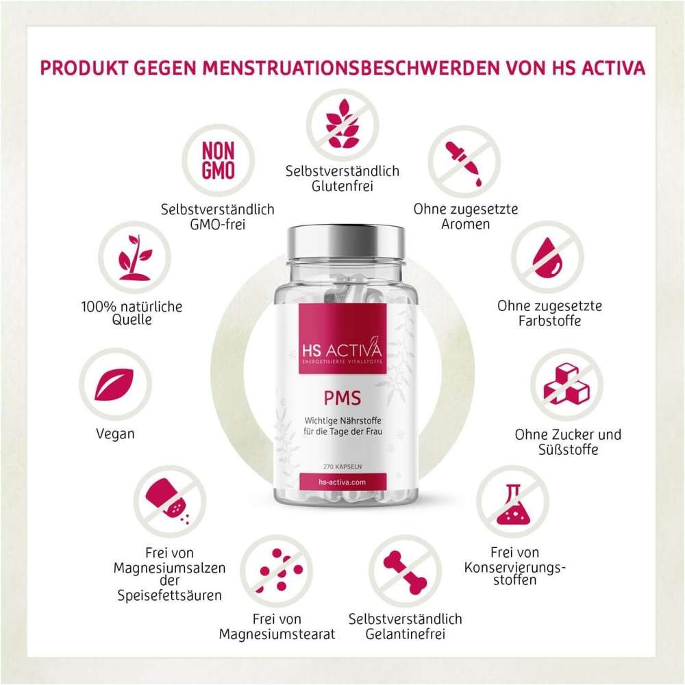 PMS | Gegen Menstruations-beschwerden | Regelschmerzen | Für das Wohlbefinden in der Zeit vor/ während und nach der Periode