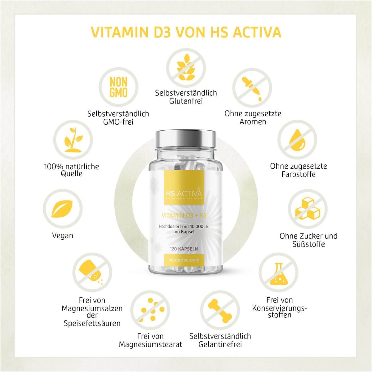 Vitamin D3 + K2 (Hochdosiert: 10.000 IE oder 30.000 IE) - HS Activa