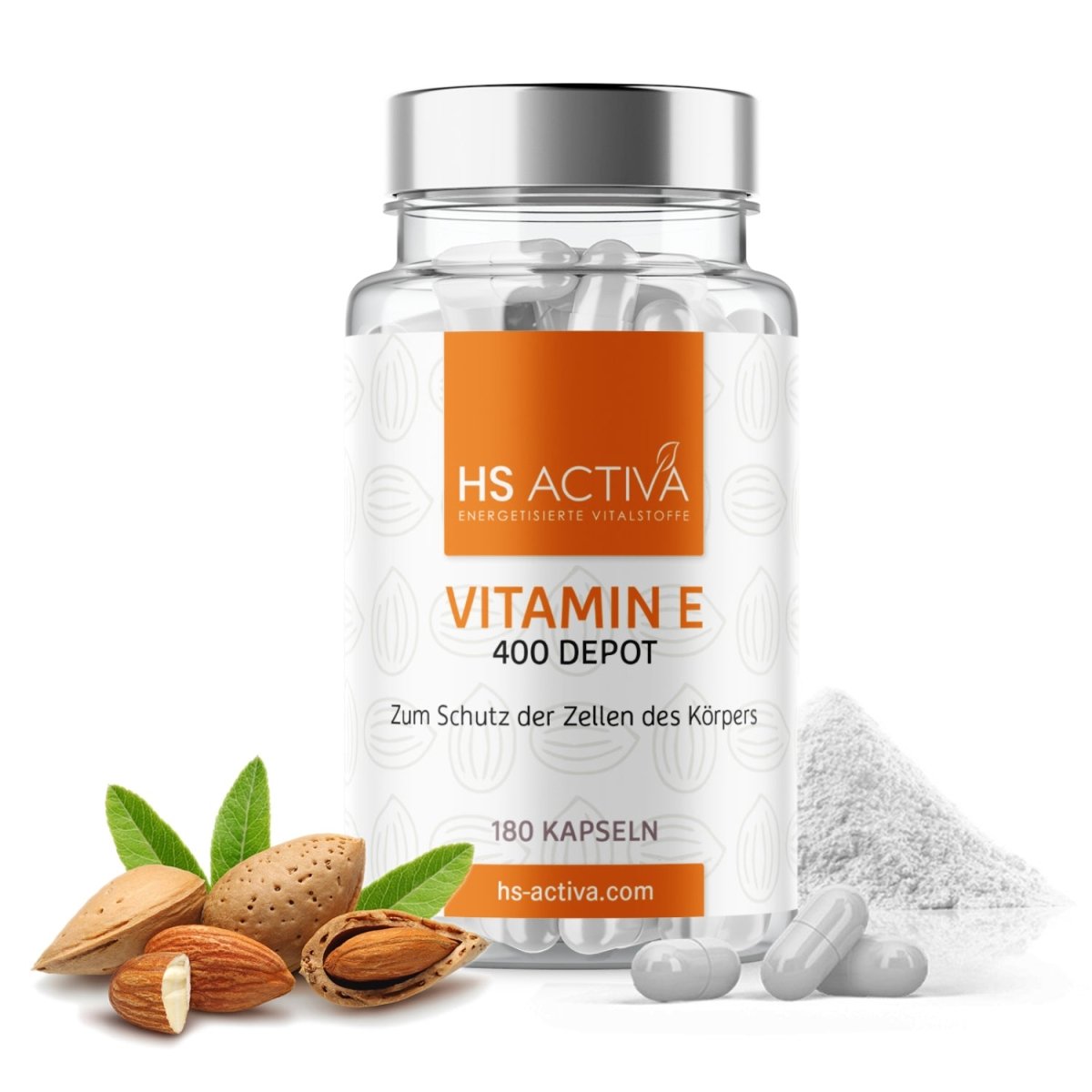 Vitamin E | Hochdosiert mit 400 IU | 180 Kapseln - HS Activa