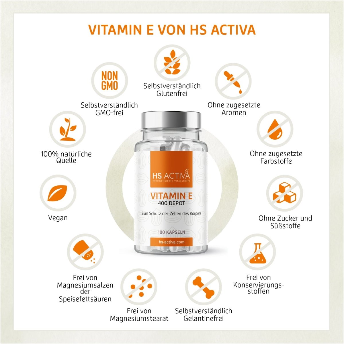 Vitamin E | Hochdosiert mit 400 IU | 180 Kapseln - HS Activa